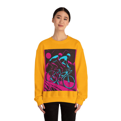 boostlete-rise-grind-scene-cyclist-outline-vector-0868 — Unisex Heavy Blend Crewneck (G18000)