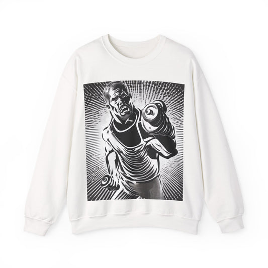boostlete-pr-season-scene-lunge-halftone-engraved-0096 — Unisex Heavy Blend Crewneck Sweatshirt (Gildan)
