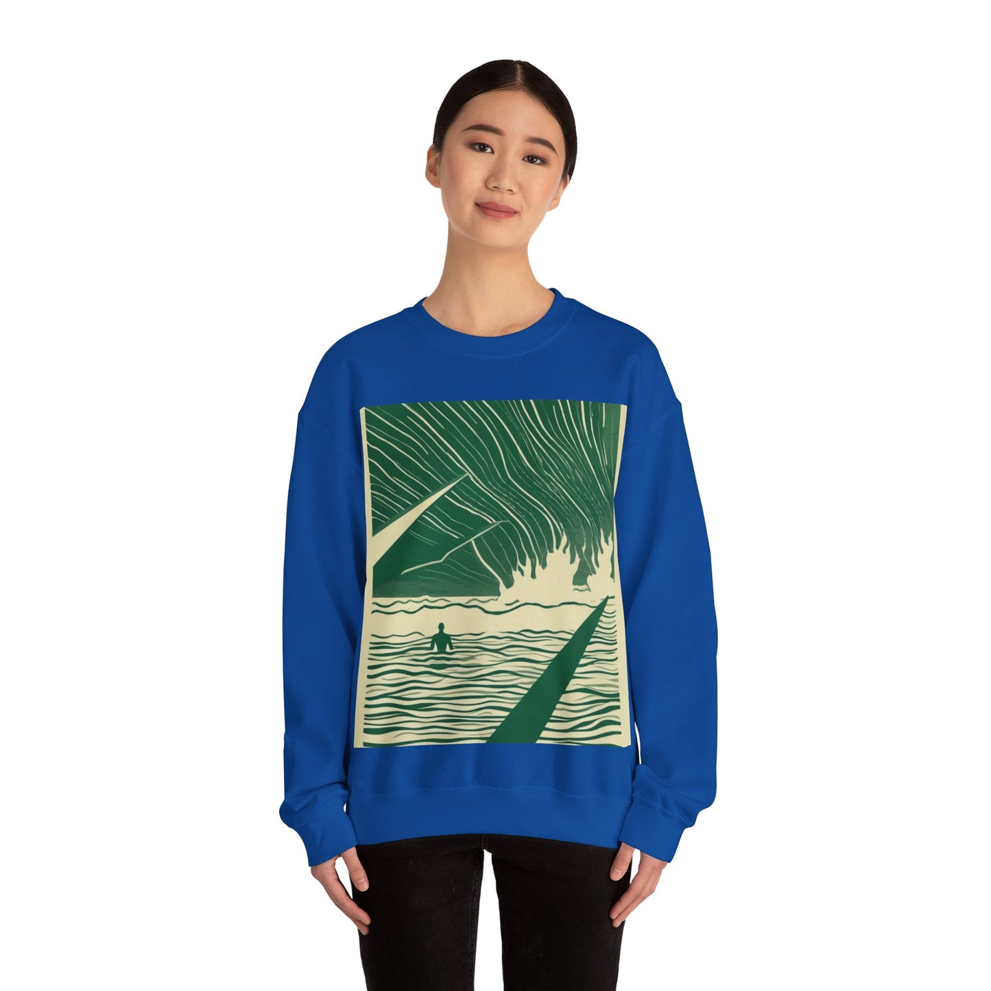 boostlete-mile-by-mile-icon-swimmer-motion-isometric-0078 — Unisex Heavy Blend Crewneck Sweatshirt (Gildan)