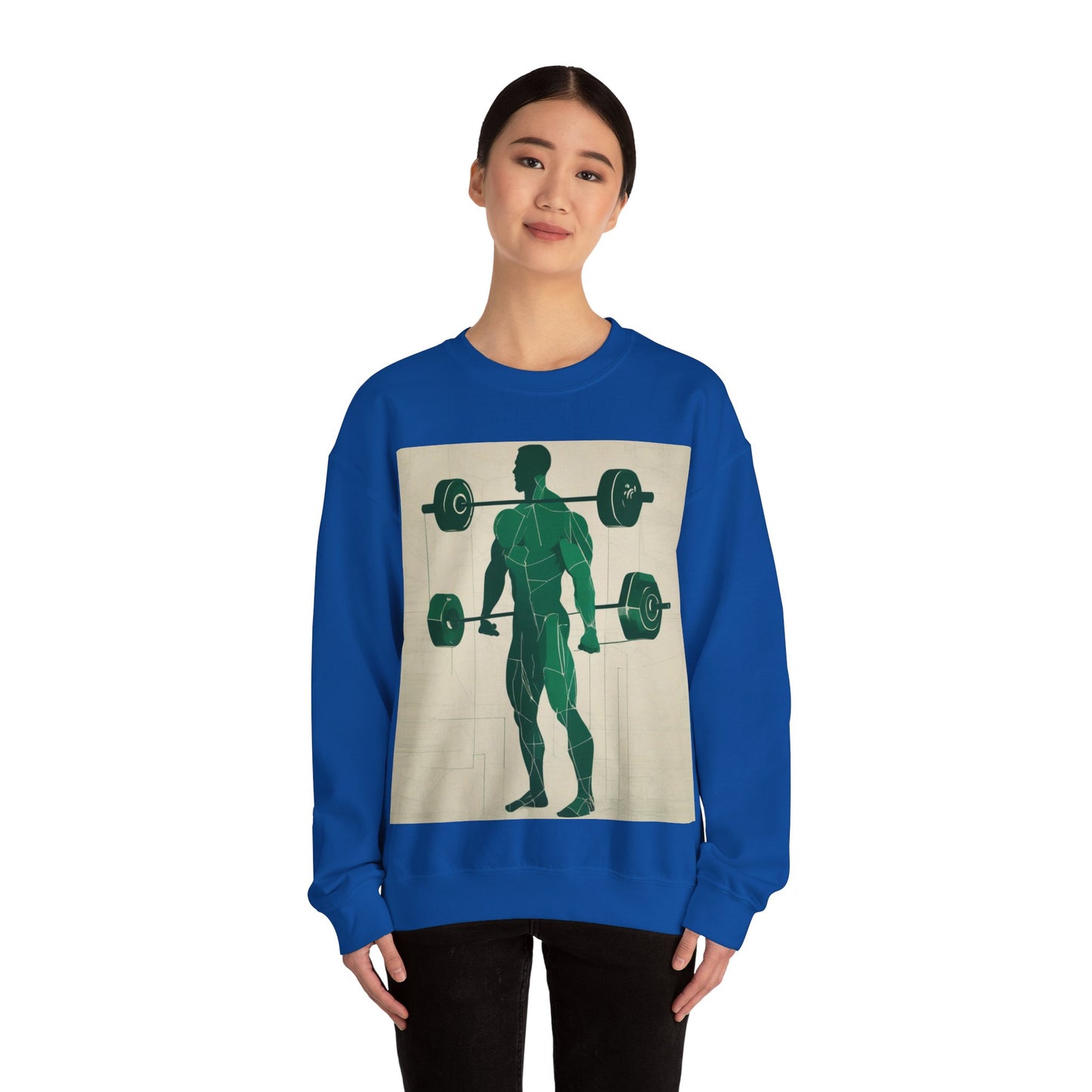 boostlete-boost-mode-scene-deadlift-glitch-blueprint-0044 — Unisex Heavy Blend Crewneck Sweatshirt (Gildan)