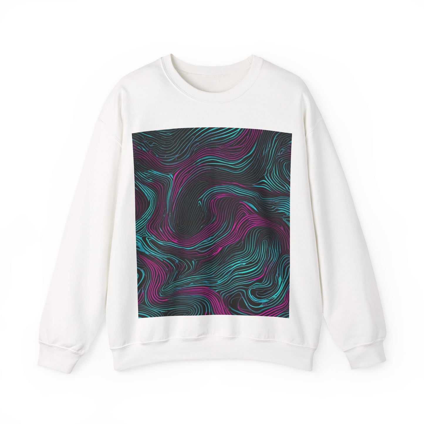 boostlete-am-crew-pattern-topographic-monoline-0075 — Unisex Heavy Blend Crewneck Sweatshirt (Gildan)