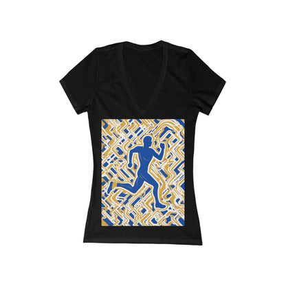 boostlete-pr-season-icon-runner-outline-industrial-0170 — Women's Deep V-Neck Tee (B+C 6035)