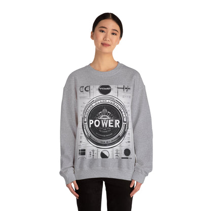 boostlete-boost-mode-type-power-in-quiet-badge-blueprint-0245 — Unisex Heavy Blend Crewneck Sweatshirt (Gildan)