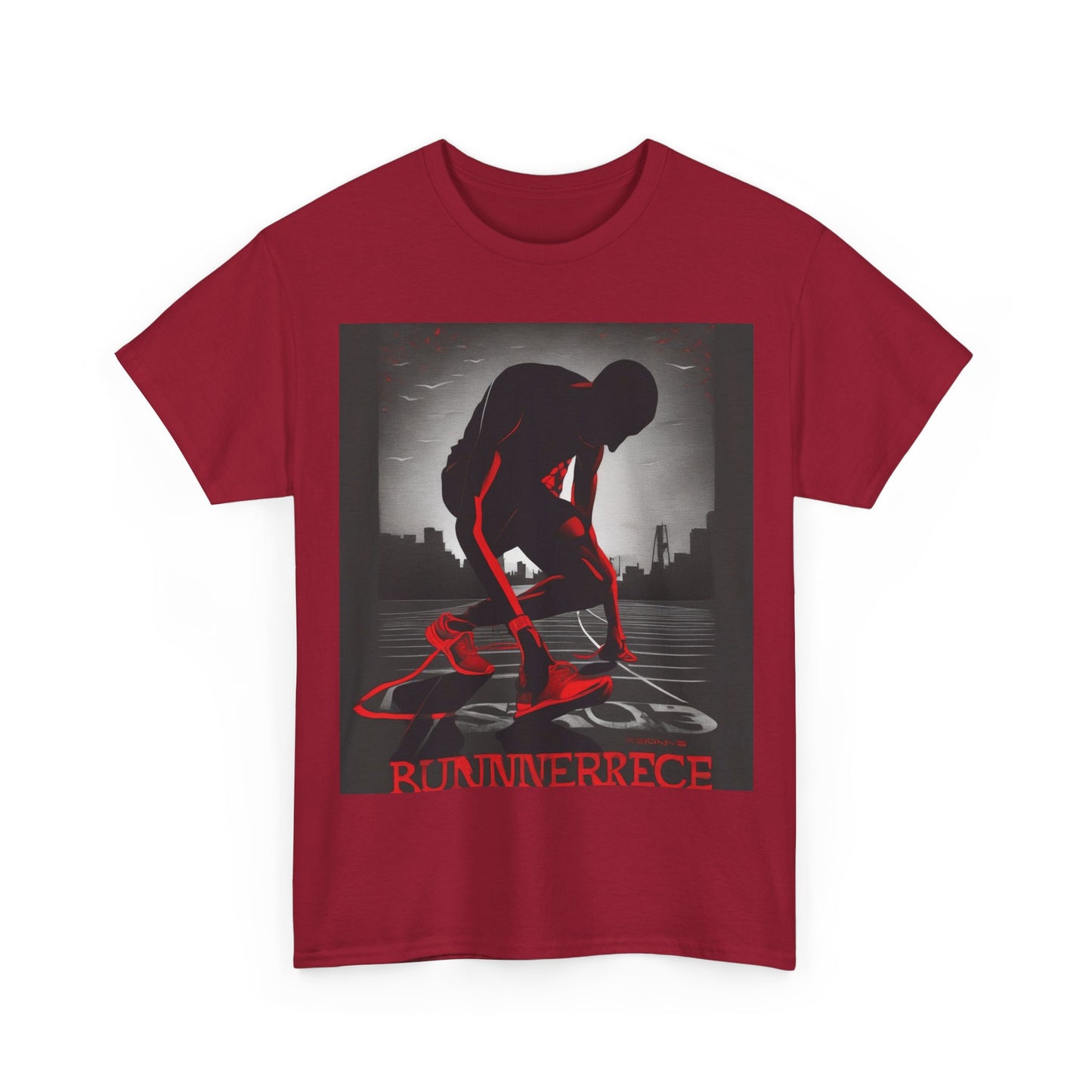 boostlete-mile-by-mile-scene-runner-grainy-bold-0168 — Unisex Heavy Cotton Tee (Gildan 5000)