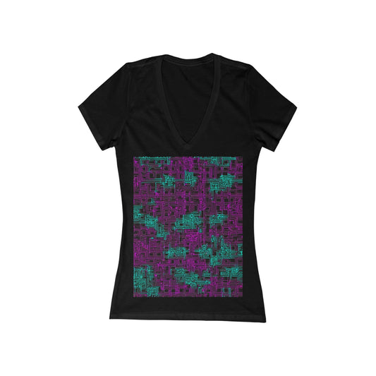 boostlete-boost-mode-pattern-plate-number-monoline-0079 — Women's Deep V-Neck Tee (B+C 6035)