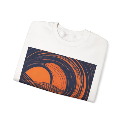 boostlete-rise-grind-icon-sunrise-speed-line-art-0202 — Unisex Heavy Blend Crewneck Sweatshirt (Gildan)