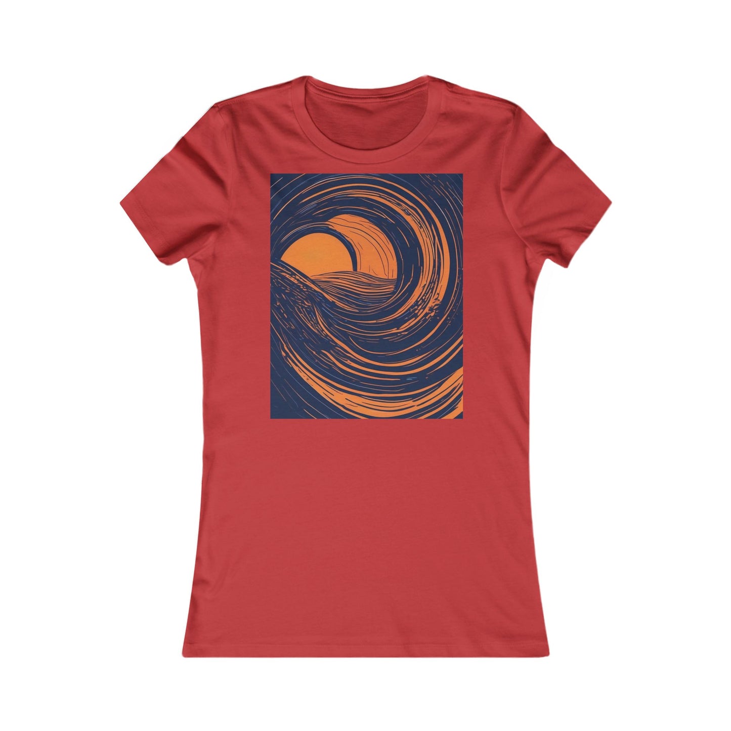 boostlete-rise-grind-icon-sunrise-speed-line-art-0202 — Women's Favorite Tee (B+C 6004)