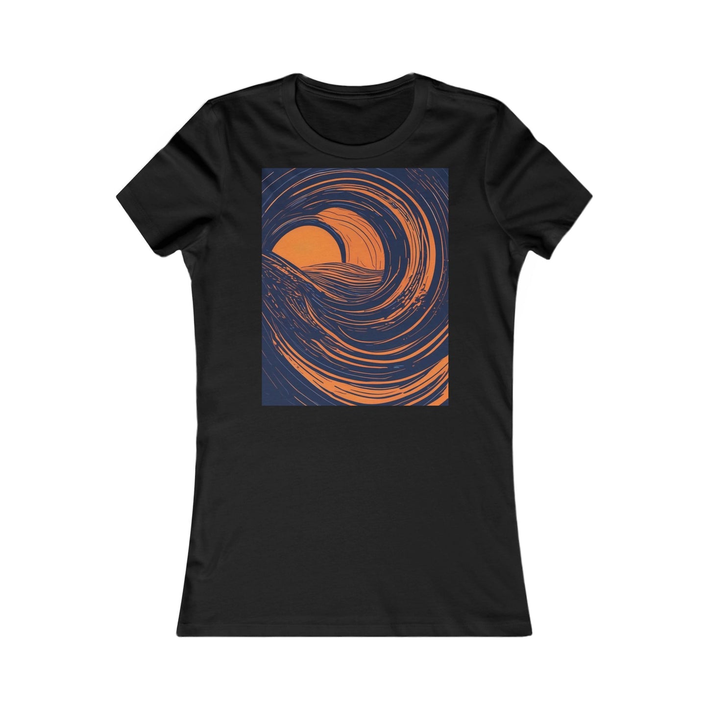 boostlete-rise-grind-icon-sunrise-speed-line-art-0202 — Women's Favorite Tee (B+C 6004)