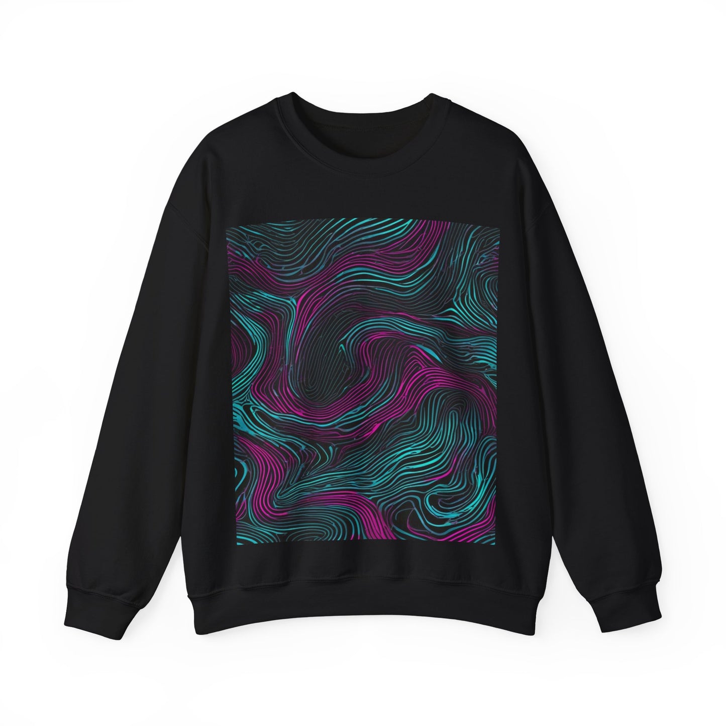 boostlete-am-crew-pattern-topographic-monoline-0075 — Unisex Heavy Blend Crewneck Sweatshirt (Gildan)
