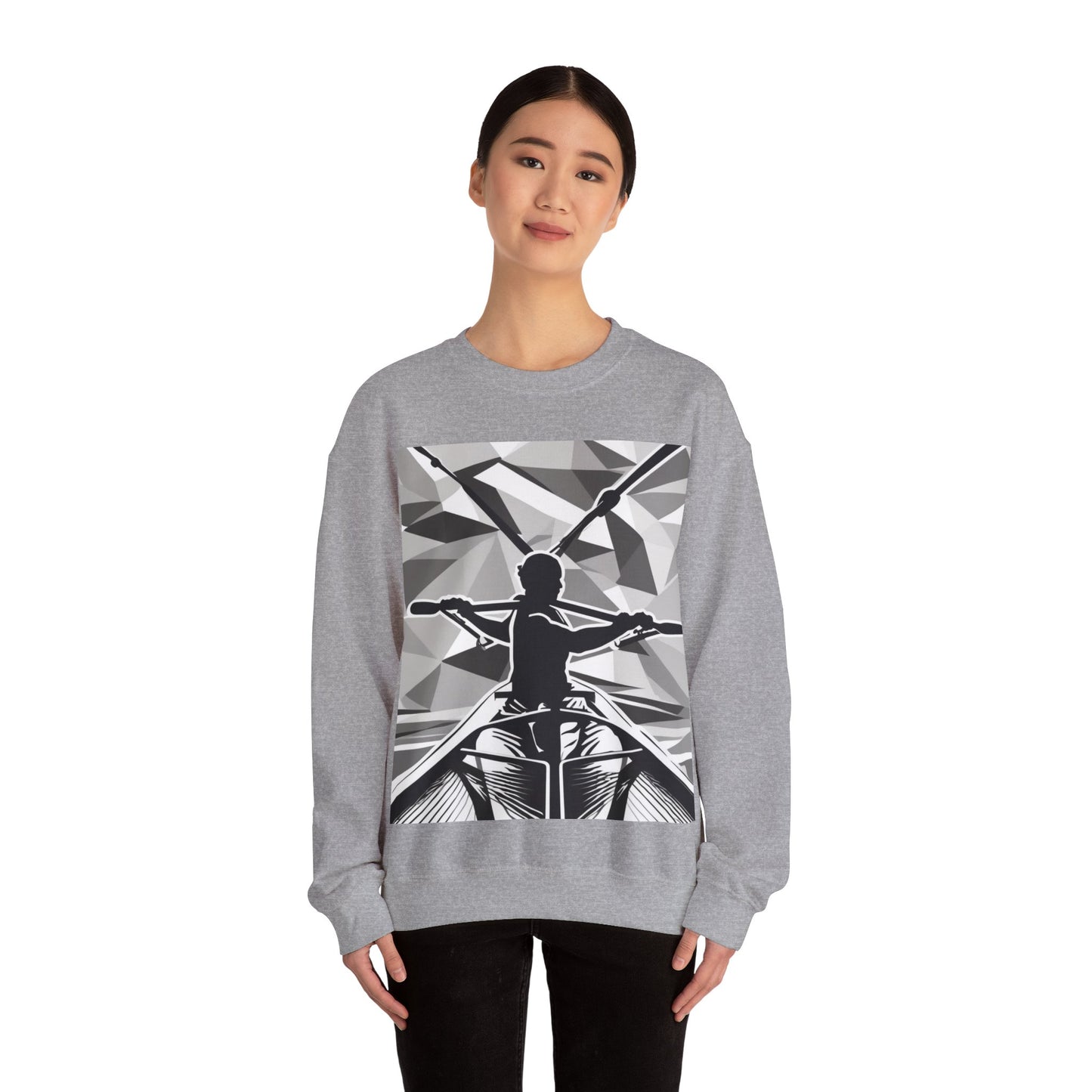 boostlete-am-crew-scene-rower-outline-geometric-0060 — Unisex Heavy Blend Crewneck Sweatshirt (Gildan)