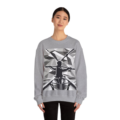 boostlete-am-crew-scene-rower-outline-geometric-0060 — Unisex Heavy Blend Crewneck Sweatshirt (Gildan)