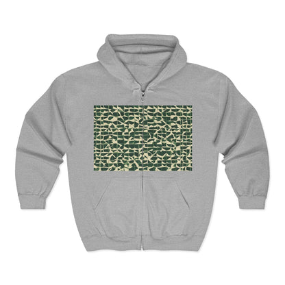 boostlete-iron-intent-pattern-plate-number-isometric-0099 — Unisex Heavy Blend Full-Zip Hooded Sweatshirt