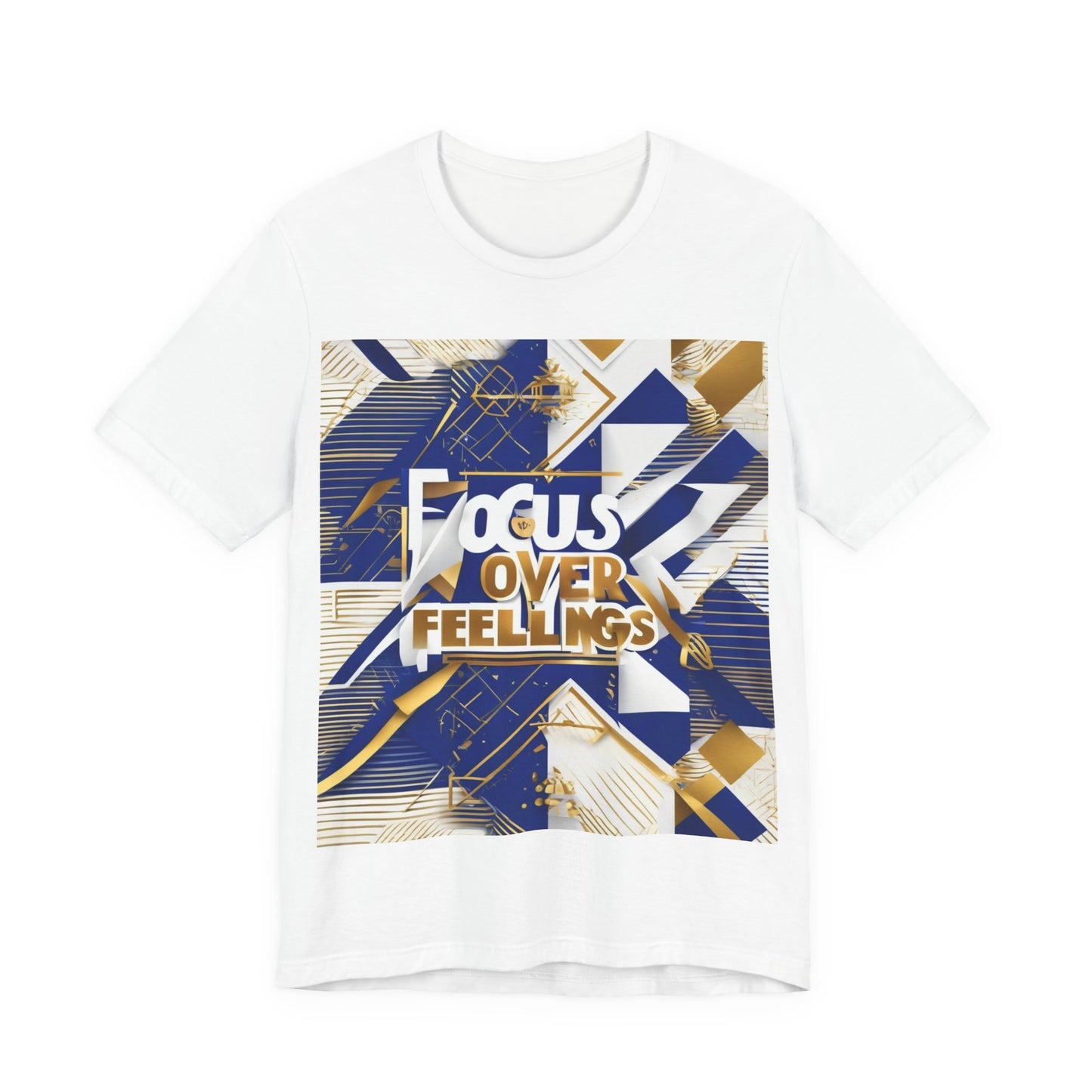boostlete-am-crew-type-focus-over-feelings-banner-geometric-0169 — Unisex Jersey Short Sleeve (B+C 3001)