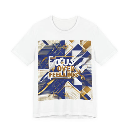 boostlete-am-crew-type-focus-over-feelings-banner-geometric-0169 — Unisex Jersey Short Sleeve (B+C 3001)