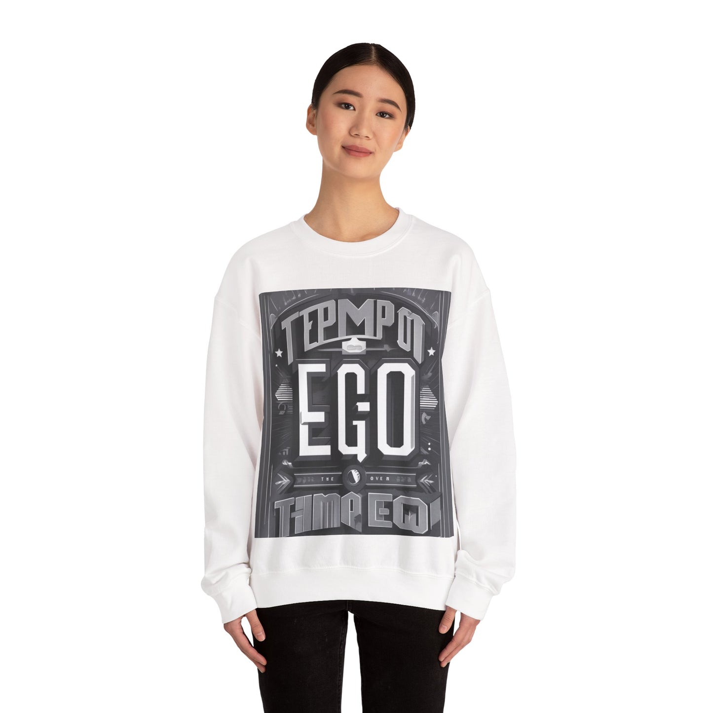boostlete-mile-by-mile-type-tempo-over-ego-banner-modern-0093 — Unisex Heavy Blend Crewneck Sweatshirt (Gildan)