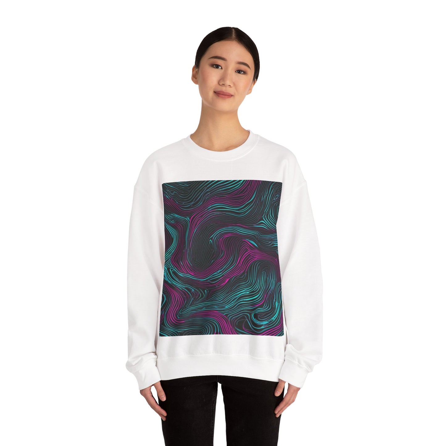 boostlete-am-crew-pattern-topographic-monoline-0075 — Unisex Heavy Blend Crewneck Sweatshirt (Gildan)