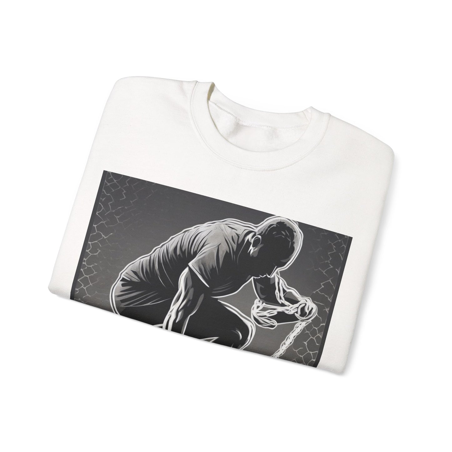 boostlete-recovery-progress-scene-runner-halftone-engraved-0068 — Unisex Heavy Blend Crewneck Sweatshirt (Gildan)