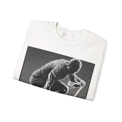 boostlete-recovery-progress-scene-runner-halftone-engraved-0068 — Unisex Heavy Blend Crewneck Sweatshirt (Gildan)