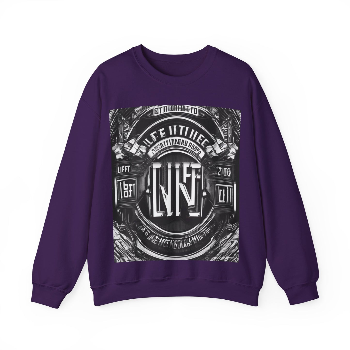 boostlete-am-crew-type-lift-the-standard-banner-engraved-0665 — Unisex Heavy Blend Crewneck (G18000)