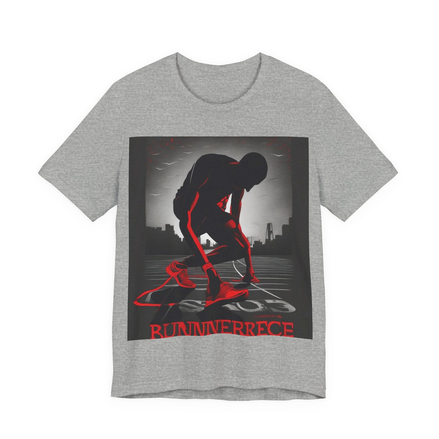 boostlete-mile-by-mile-scene-runner-grainy-bold-0168 — Unisex Jersey Short Sleeve (B+C 3001)