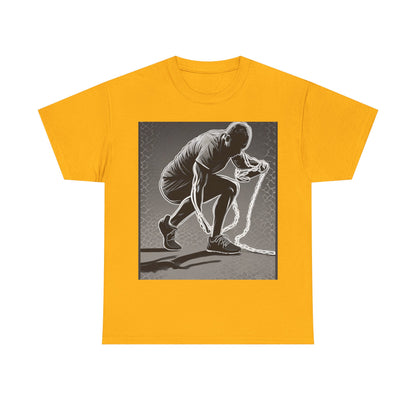 boostlete-recovery-progress-scene-runner-halftone-engraved-0068 — Unisex Heavy Cotton Tee (Gildan 5000)
