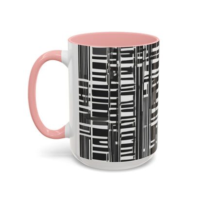 boostlete-iron-intent-pattern-barcode-line-art-0599 — Accent Mug 11/15oz