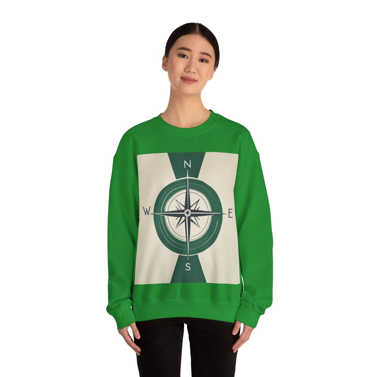 boostlete-iron-intent-icon-compass-soft-blueprint-0614 — Unisex Heavy Blend Crewneck (G18000)