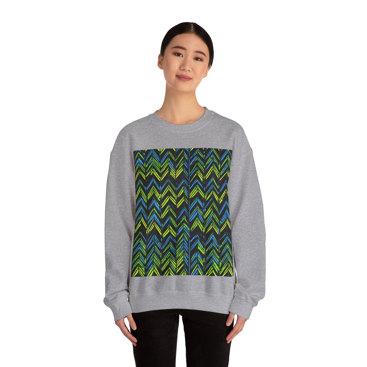 boostlete-mile-by-mile-pattern-chevron-monoline-0051 — Unisex Heavy Blend Crewneck Sweatshirt (Gildan)