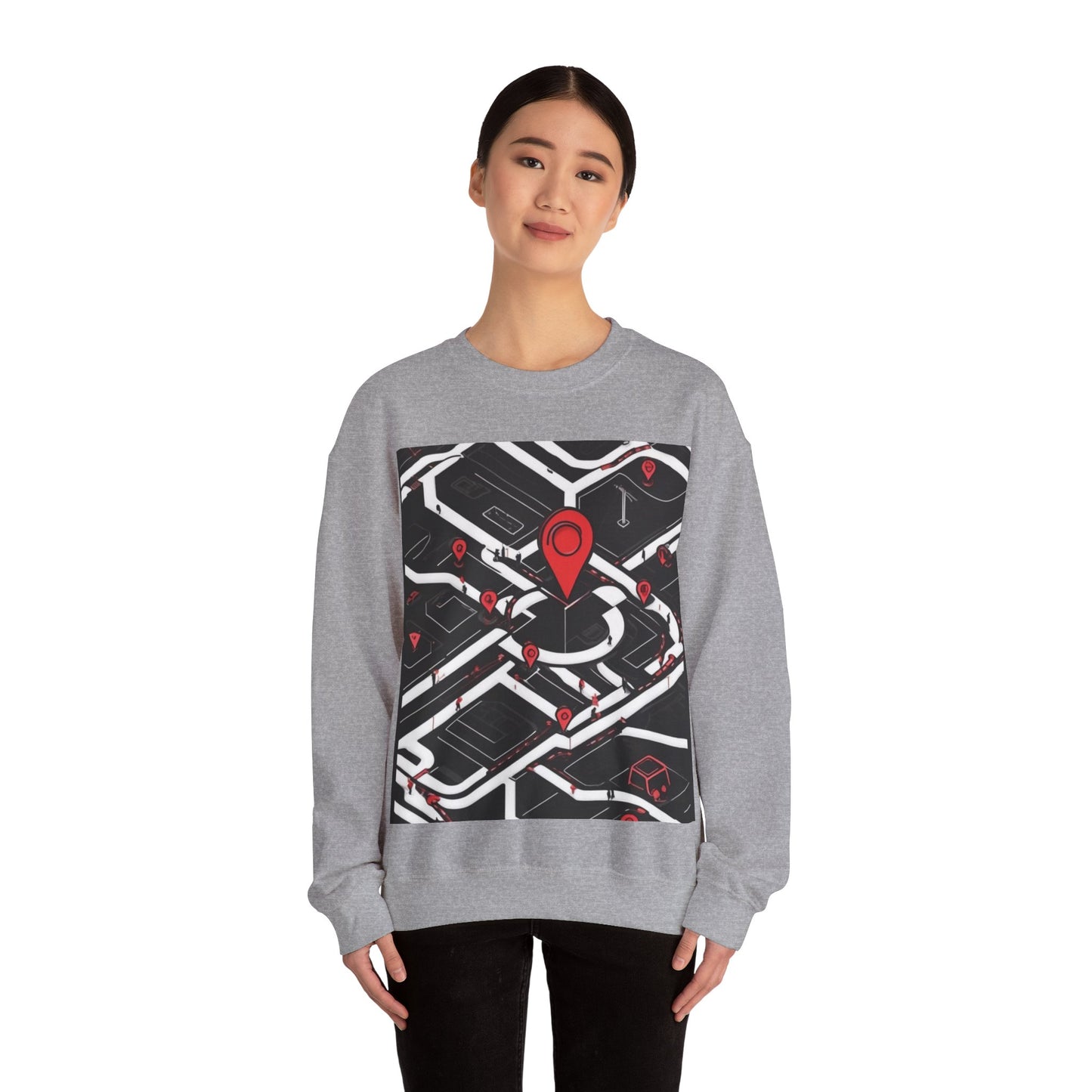 boostlete-am-crew-icon-map-matte-isometric-0094 — Unisex Heavy Blend Crewneck Sweatshirt (Gildan)