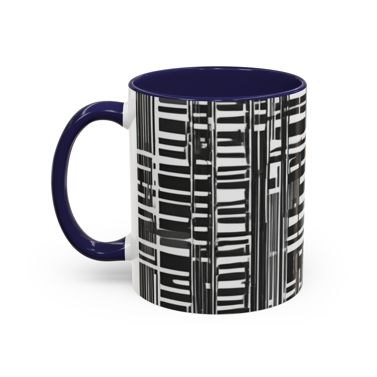 boostlete-iron-intent-pattern-barcode-line-art-0599 — Accent Mug 11/15oz