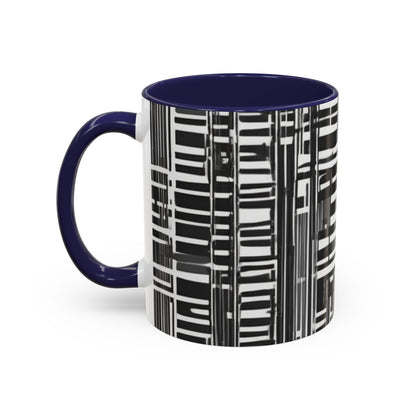 boostlete-iron-intent-pattern-barcode-line-art-0599 — Accent Mug 11/15oz