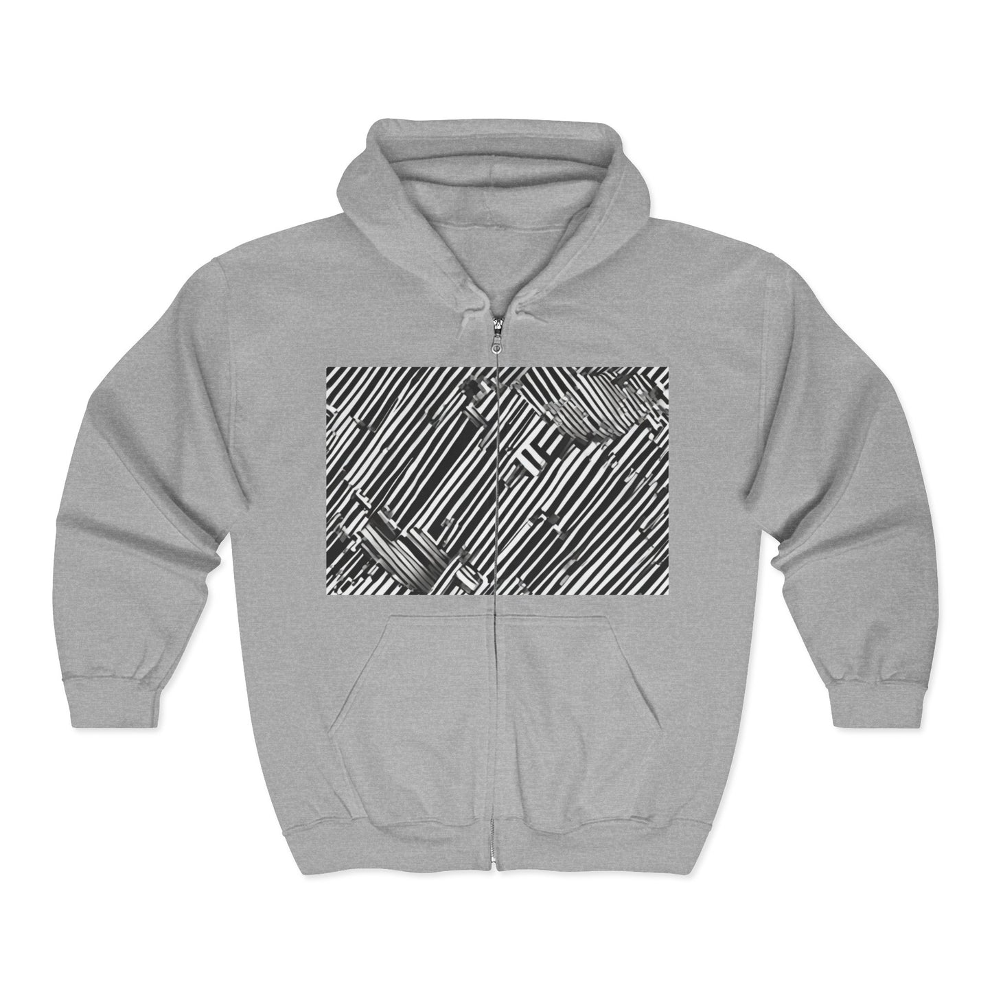 boostlete-mile-by-mile-pattern-barcode-monoline-0059 — Unisex Heavy Blend Full-Zip Hooded Sweatshirt
