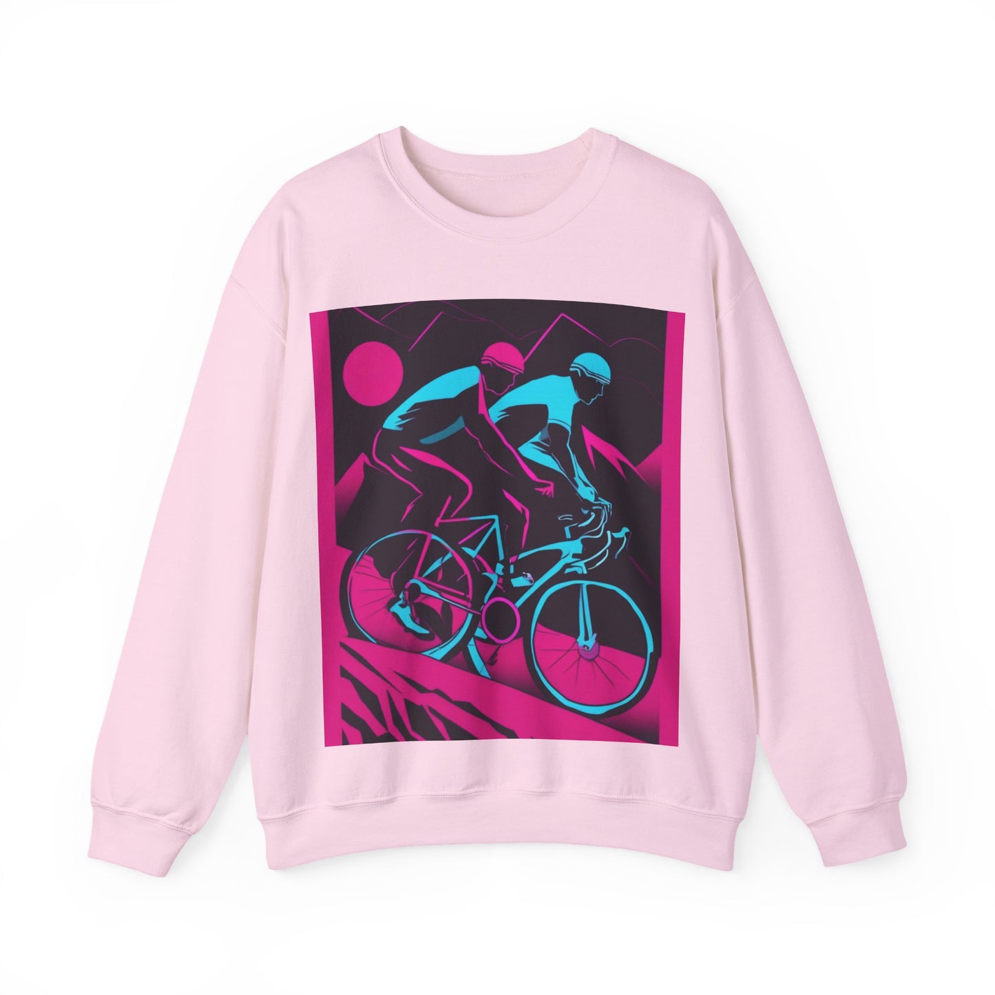 boostlete-rise-grind-scene-cyclist-outline-vector-0868 — Unisex Heavy Blend Crewneck (G18000)