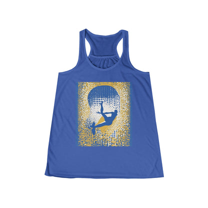 boostlete-field-day-icon-swimmer-halftone-paper-0246 — Women's Flowy Racerback Tank (B+C 8800)