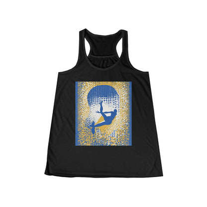 boostlete-field-day-icon-swimmer-halftone-paper-0246 — Women's Flowy Racerback Tank (B+C 8800)