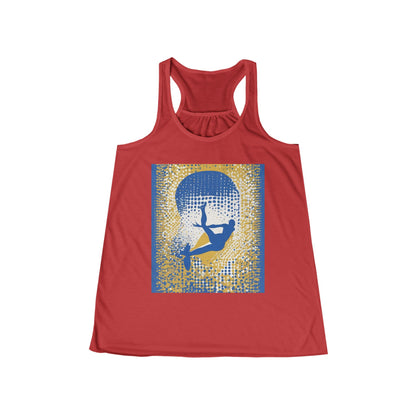 boostlete-field-day-icon-swimmer-halftone-paper-0246 — Women's Flowy Racerback Tank (B+C 8800)