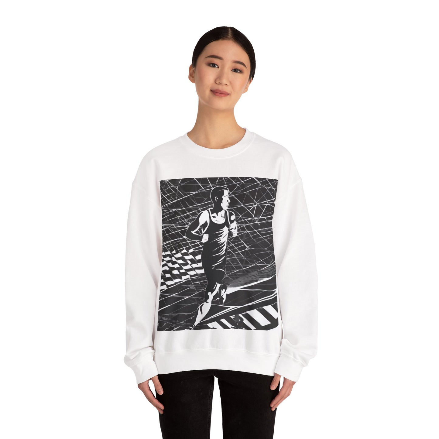 boostlete-headspace-scene-marathoner-speed-geometric-0816 — Unisex Heavy Blend Crewneck (G18000)