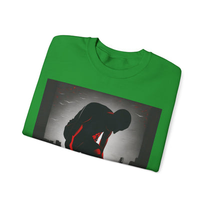 boostlete-mile-by-mile-scene-runner-grainy-bold-0168 — Unisex Heavy Blend Crewneck Sweatshirt (Gildan)