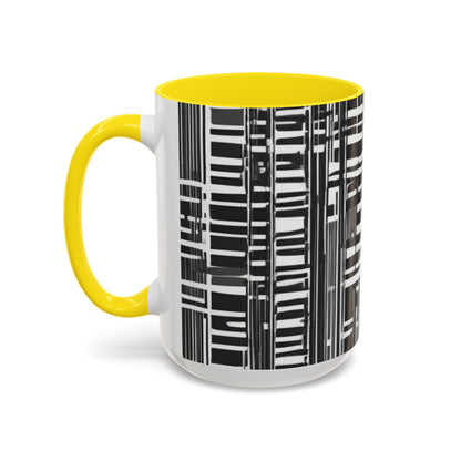 boostlete-iron-intent-pattern-barcode-line-art-0599 — Accent Mug 11/15oz