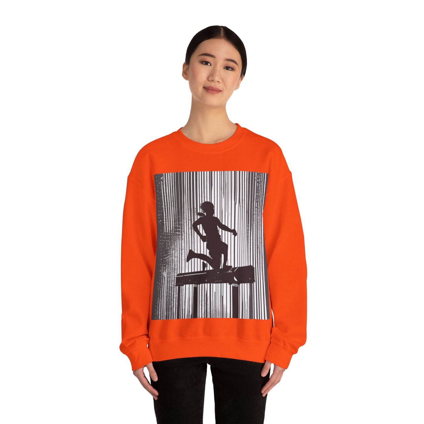 boostlete-am-crew-scene-hurdler-halftone-badge-0956 — Unisex Heavy Blend Crewneck (G18000)