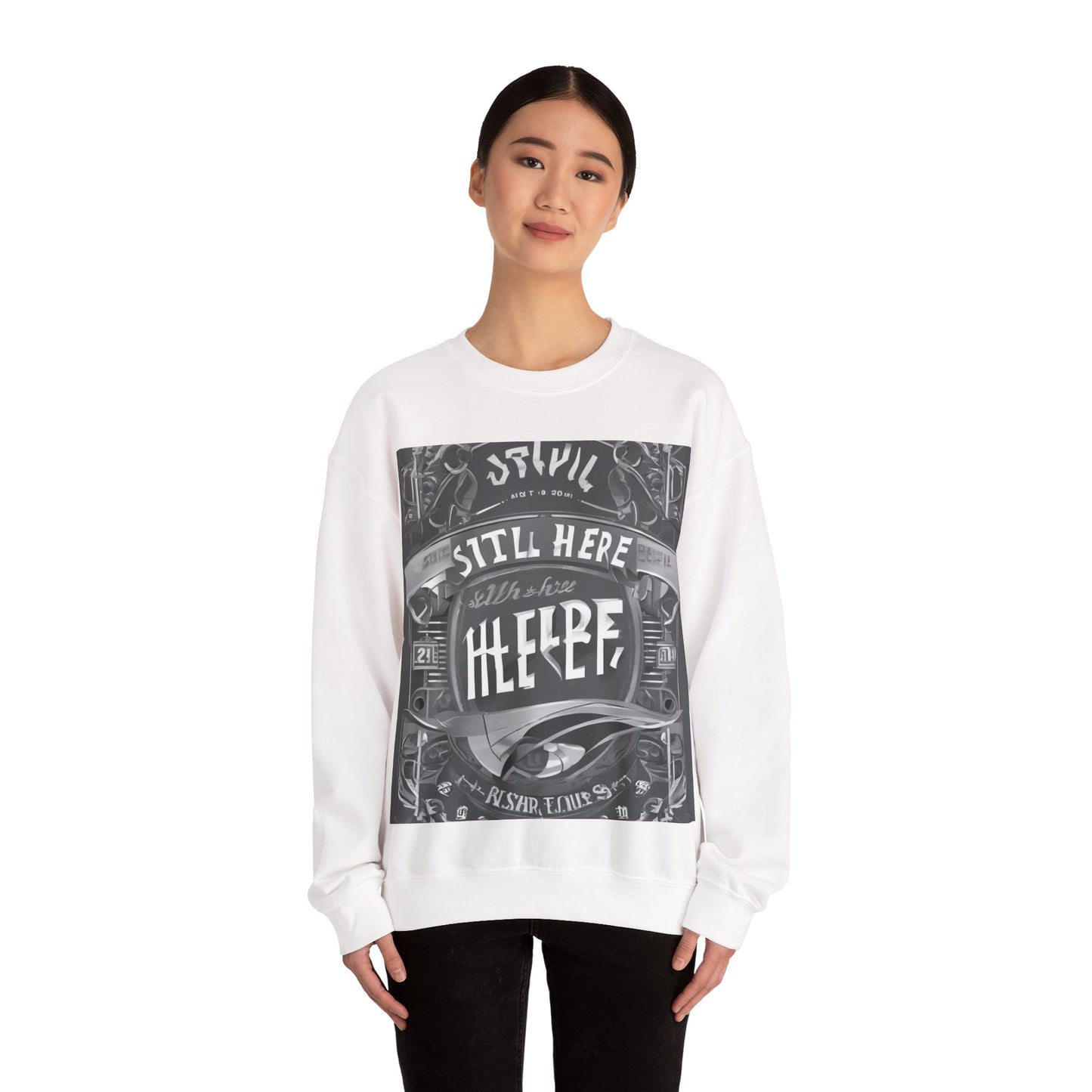 boostlete-recovery-progress-type-still-here-banner-paper-0201 — Unisex Heavy Blend Crewneck Sweatshirt (Gildan)