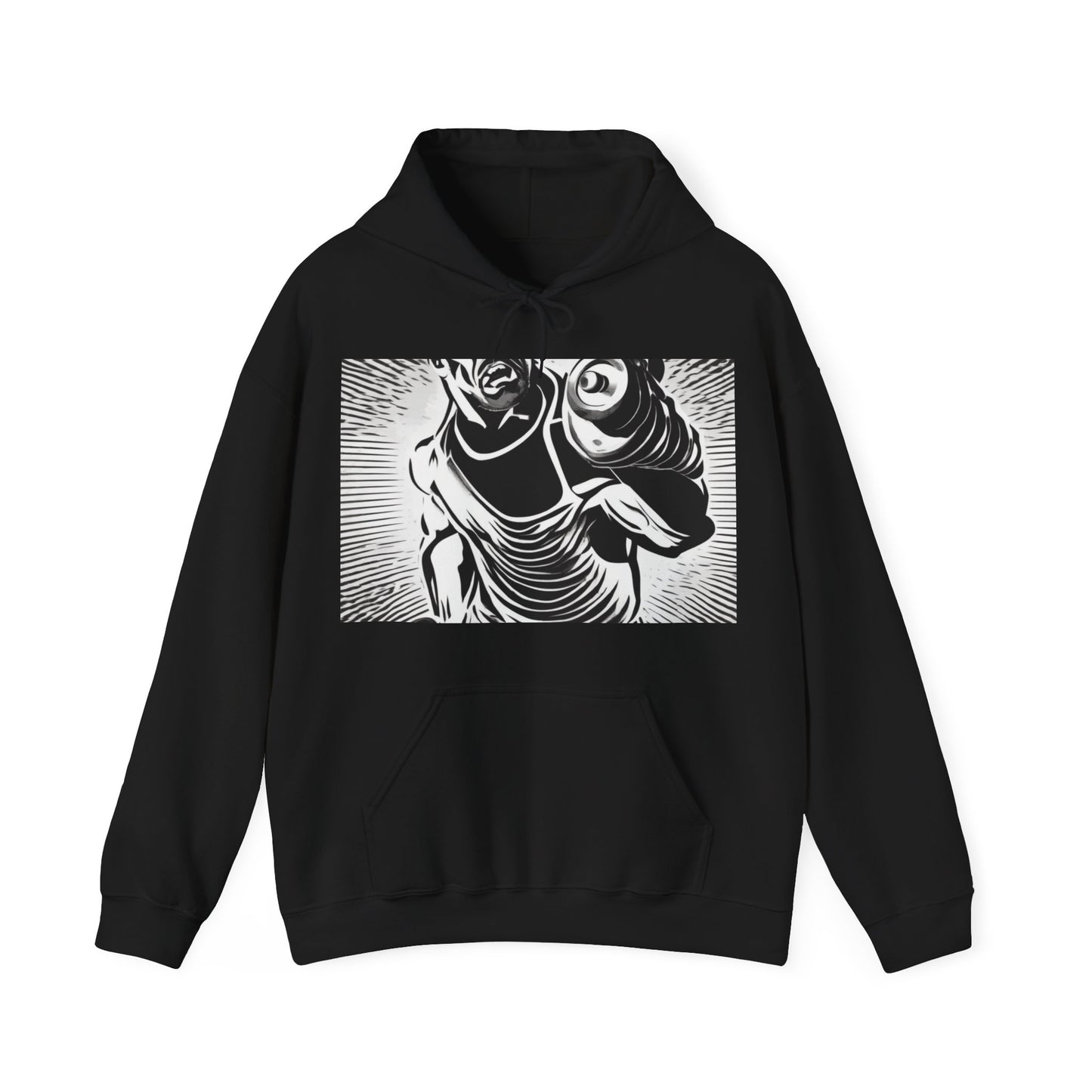 boostlete-pr-season-scene-lunge-halftone-engraved-0096 — Unisex Heavy Blend Hooded Sweatshirt (Gildan)