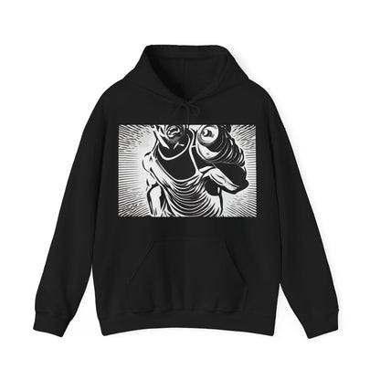 boostlete-pr-season-scene-lunge-halftone-engraved-0096 — Unisex Heavy Blend Hooded Sweatshirt (Gildan)