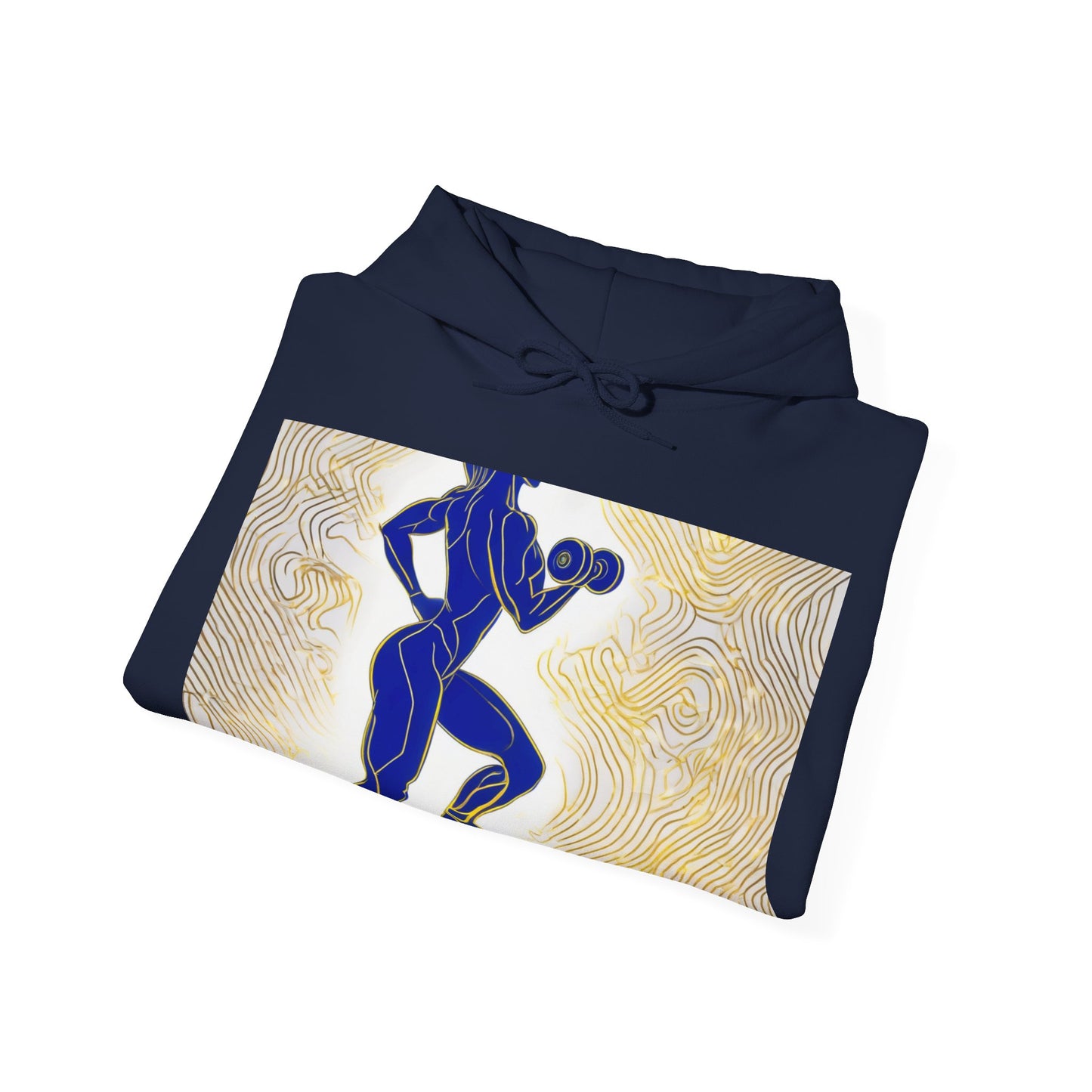 boostlete-iron-intent-scene-lunge-neon-line-art-0392 — Unisex Heavy Blend Hoodie (G18500)