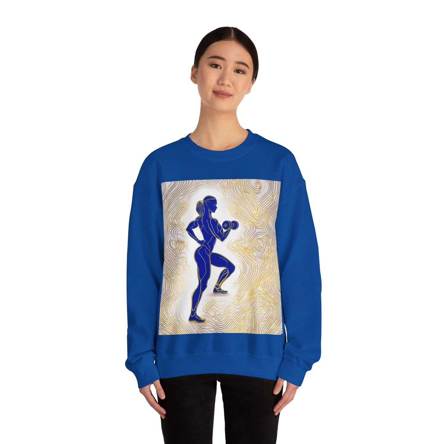 boostlete-iron-intent-scene-lunge-neon-line-art-0392 — Unisex Heavy Blend Crewneck (G18000)