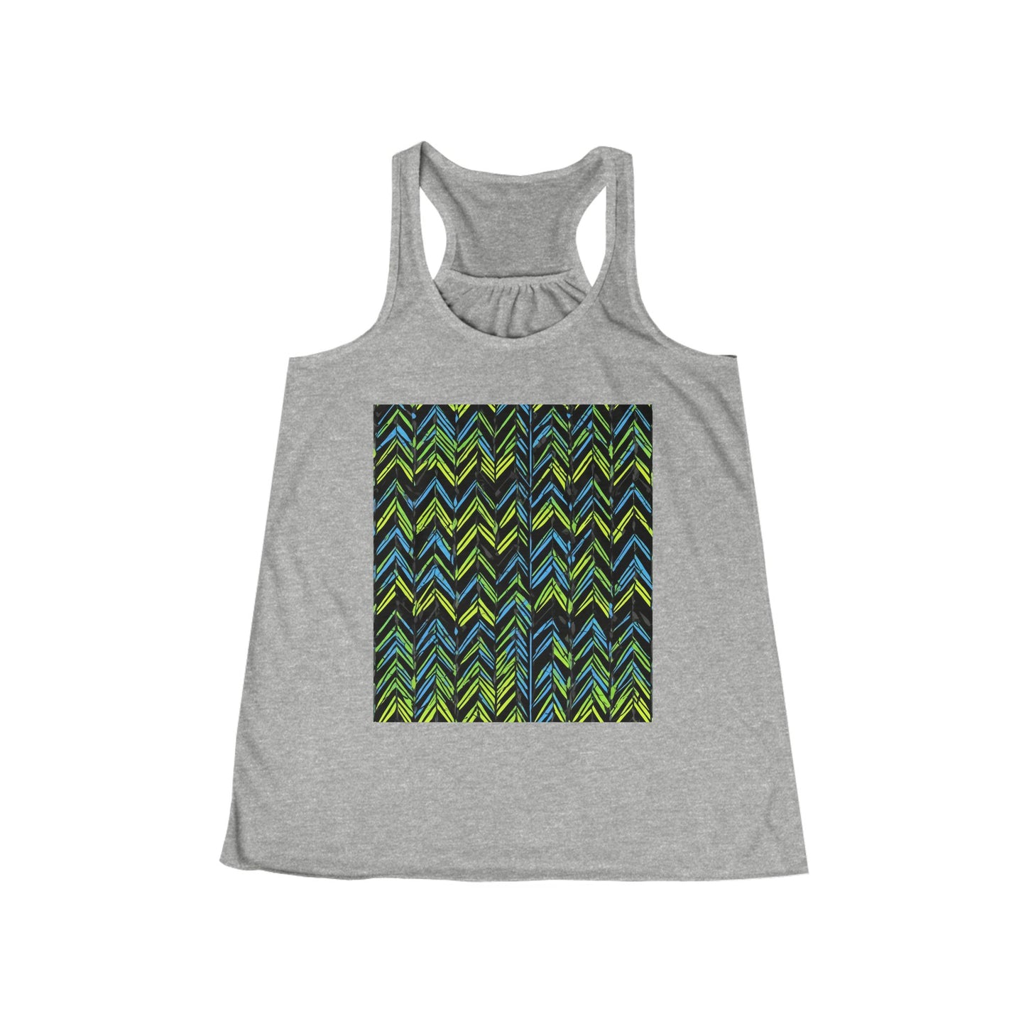 boostlete-mile-by-mile-pattern-chevron-monoline-0051 — Women's Flowy Racerback Tank (B+C 8800)