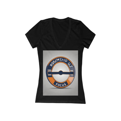 boostlete-quiet-power-icon-barbell-3d-athletic-0038 — Women's Deep V-Neck Tee (B+C 6035)