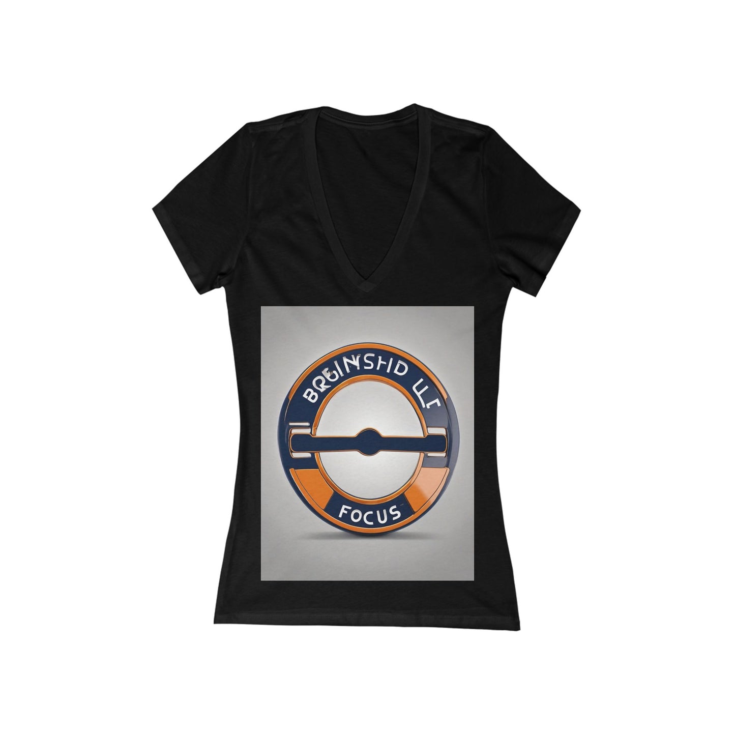 boostlete-quiet-power-icon-barbell-3d-athletic-0038 — Women's Deep V-Neck Tee (B+C 6035)