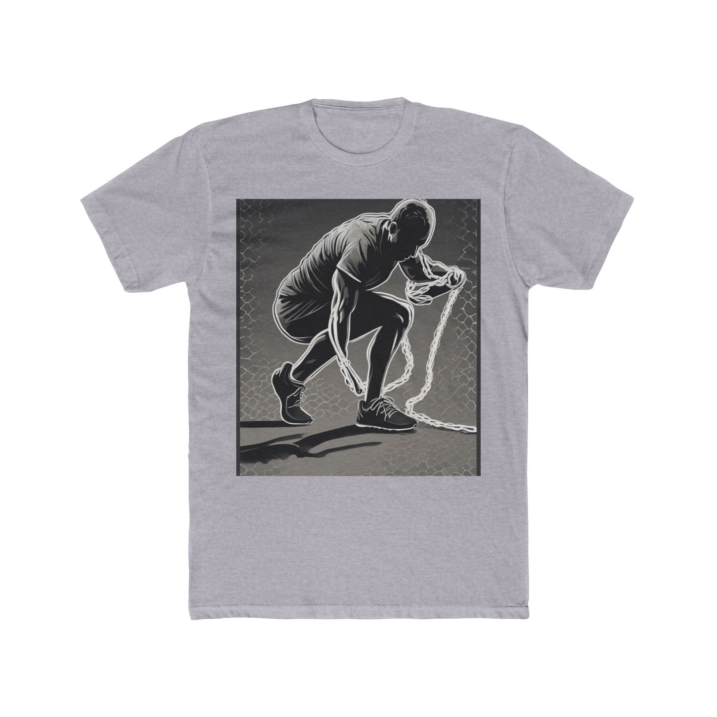 boostlete-recovery-progress-scene-runner-halftone-engraved-0068 — Unisex Cotton Crew Tee (NL 3600)