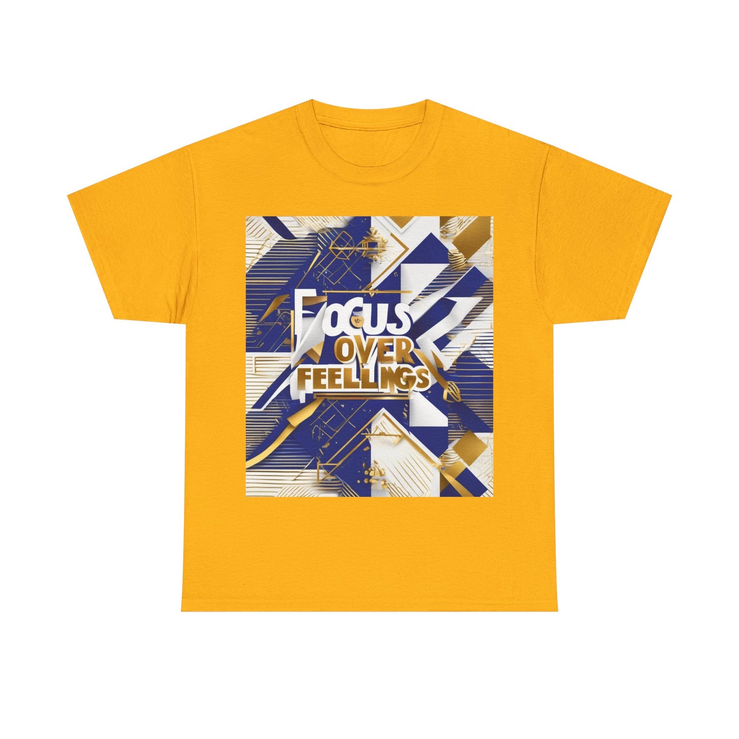 boostlete-am-crew-type-focus-over-feelings-banner-geometric-0169 — Unisex Heavy Cotton Tee (Gildan 5000)